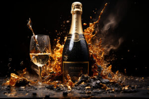 Une bouteille de champagne et une verre