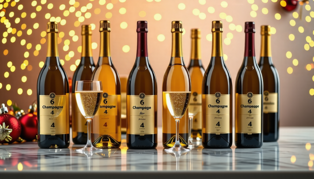 ne manquez pas notre promotion exclusive : 6 bouteilles de champagne brut à un prix incroyable de 4 ! un assortiment parfait pour tous les passionnés de bulles. faites pétiller vos moments avec cette offre irrésistible !