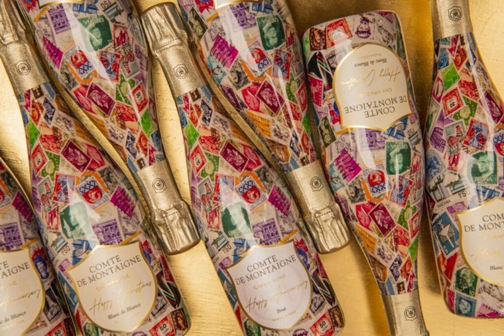 Comte de Montaigne: Tampons et bulles pour faire un toast à aimer avec la Cuvée "Célébration Happy Anniversary"