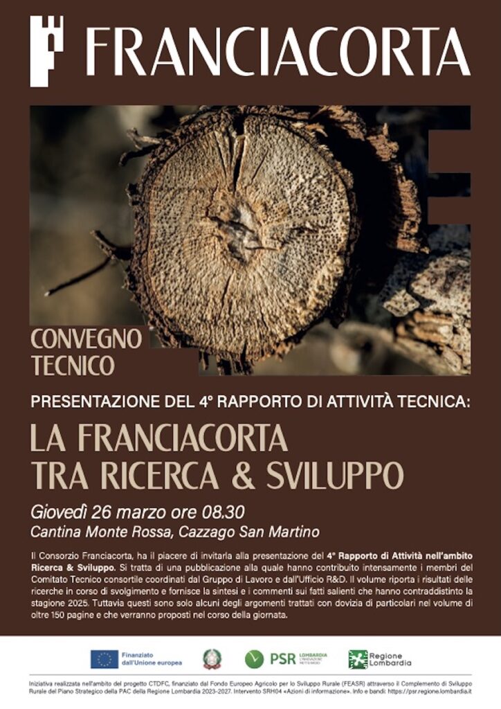 Le nouveau rapport R&D 2026 de Franciacorta analyse le millésime 2025, la recherche, la durabilité et les expériences de vinification.